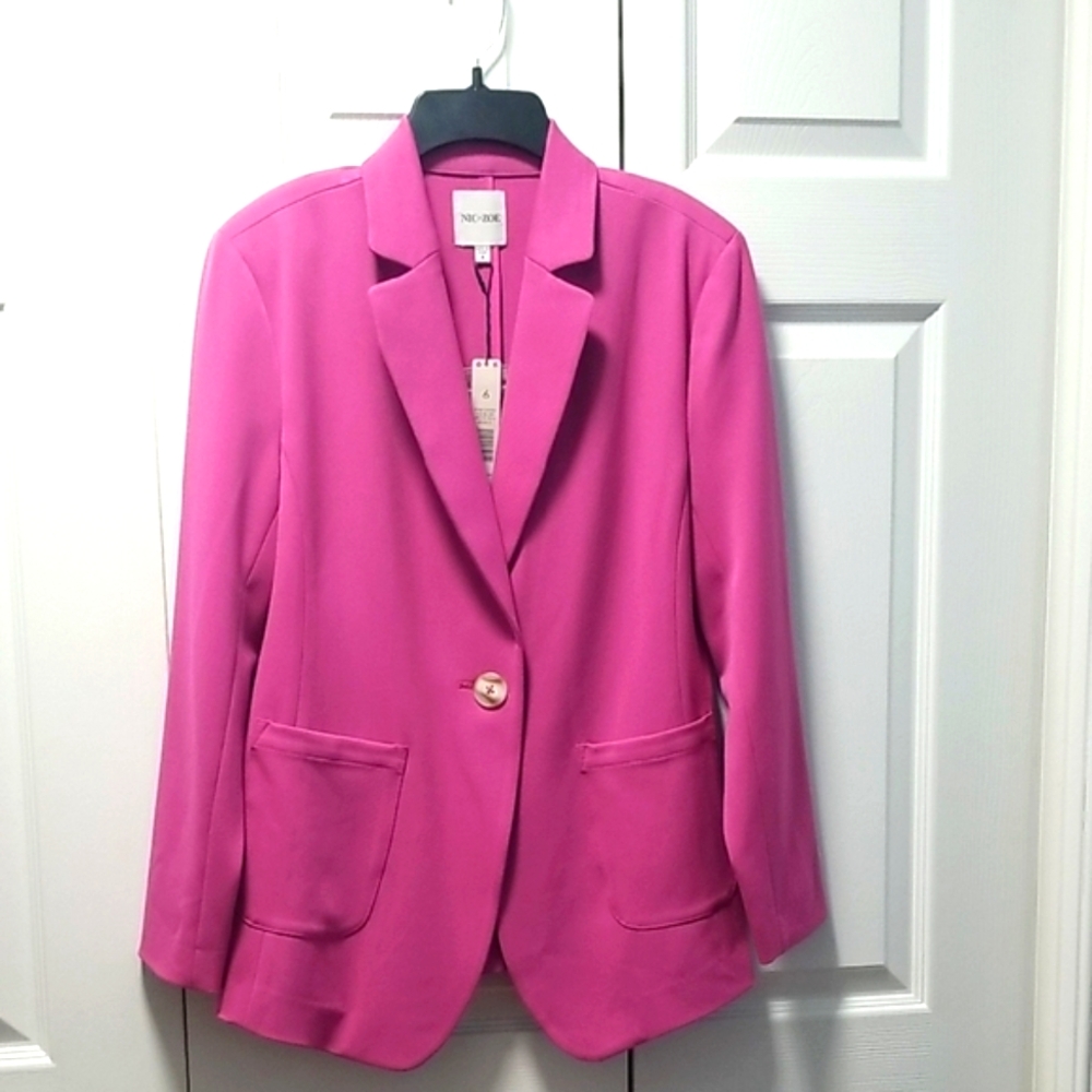 NIC + ZOE Women's One Button Pink Blazer Size 6